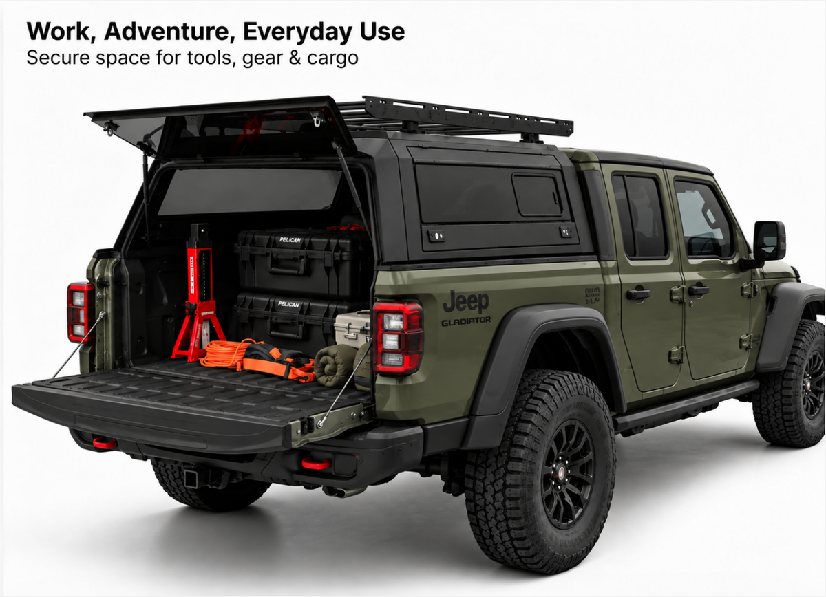 Truck Bed Cap With Windows for Jeep Gladiator (2020+) | 5' Bed