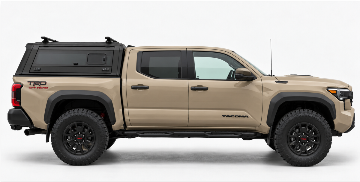 Aluminum Truck Bed Cap With Windows for Tacoma (Gen 3 2016-2023) | 5' Bed, 6' Bed