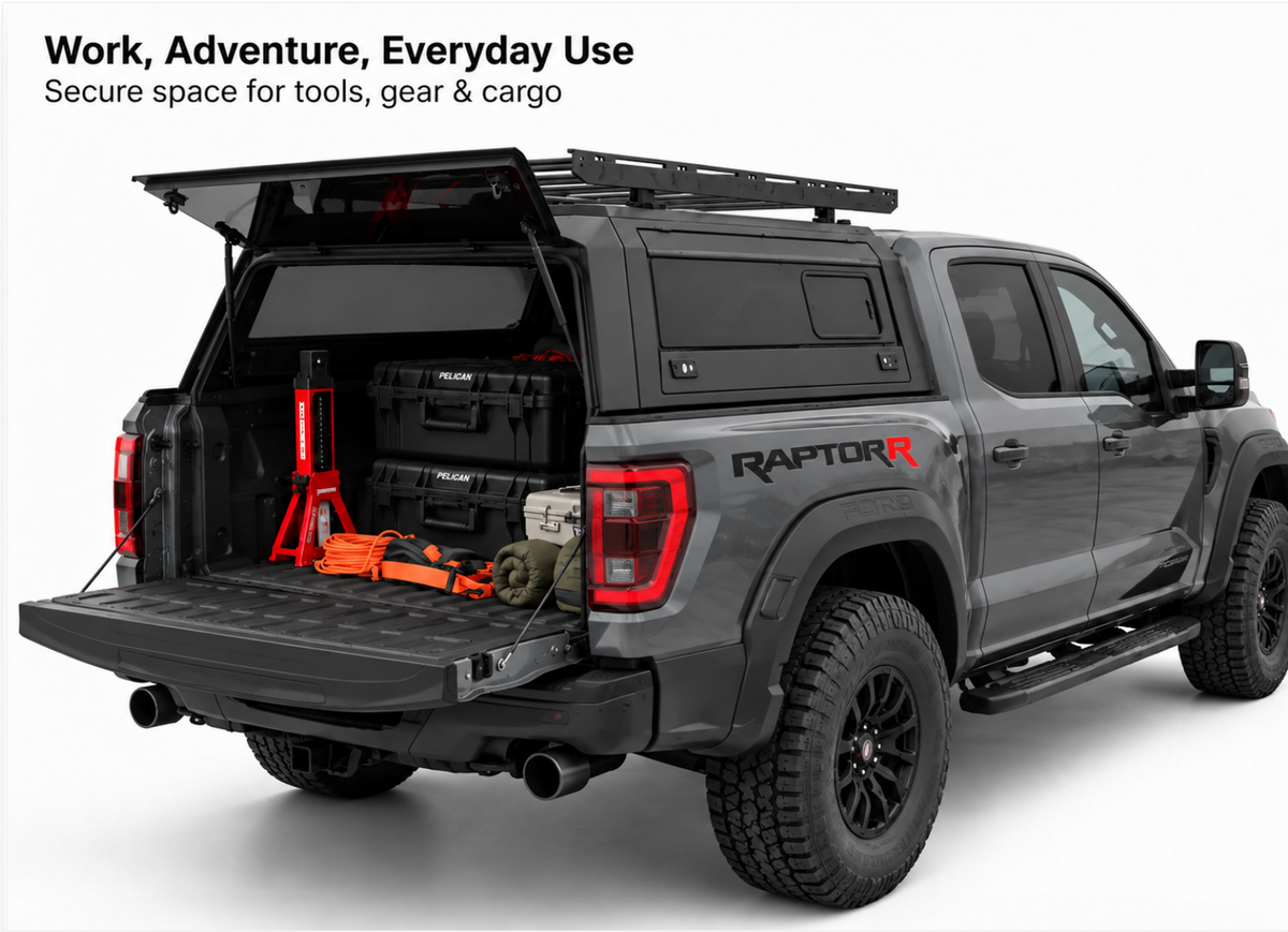 Truck Bed Cap With Windows for Ford F-150 (2015+) | 5.5', 6.5' Bed